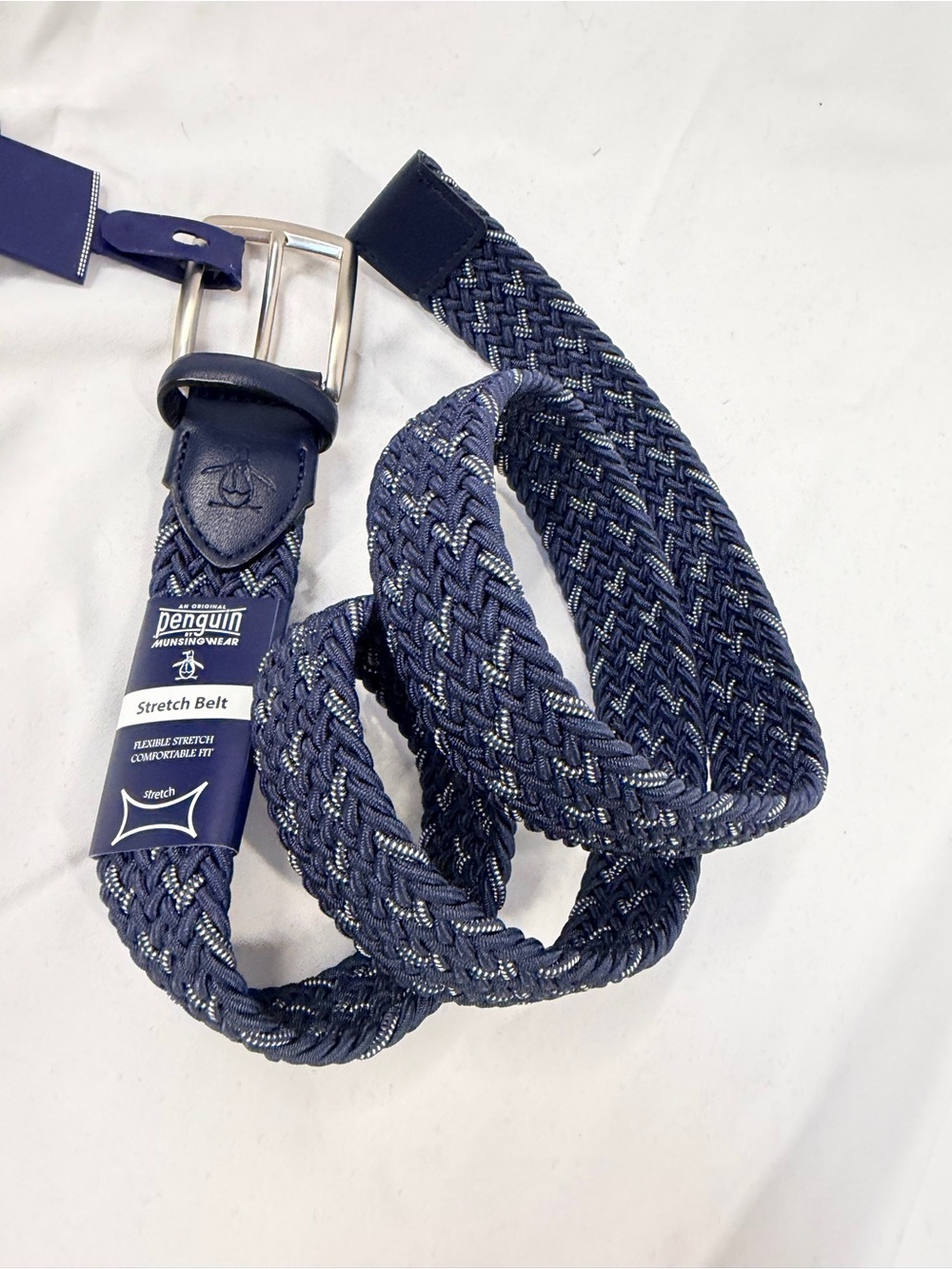Original Penguin Navy Braided Stretch Belt for Men